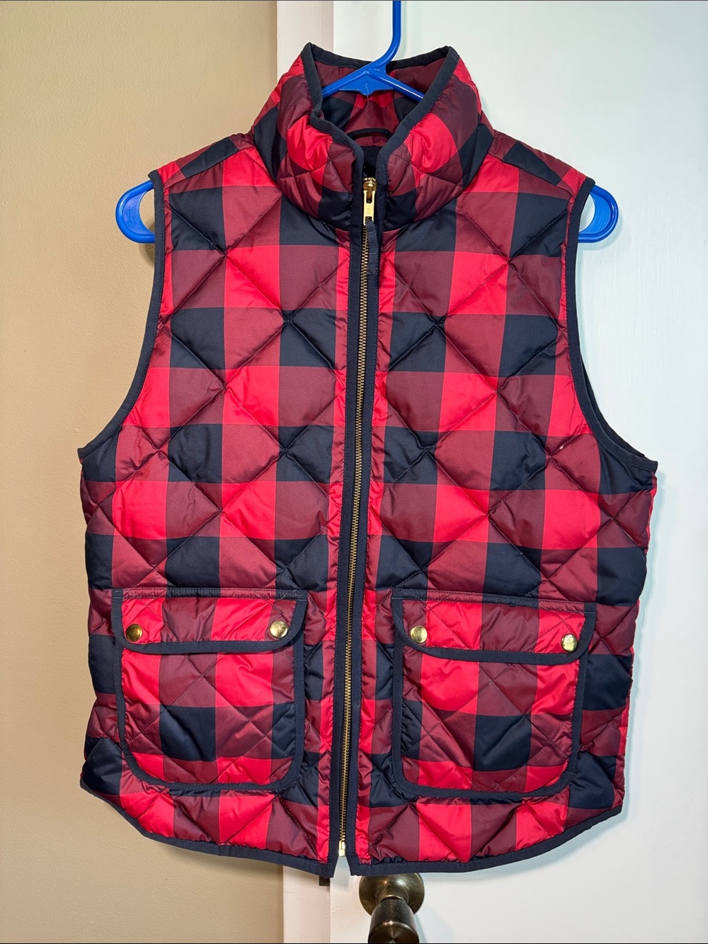 J.Crew Excursion Quilted Down Vest – Buffalo Check | Women’s Medium